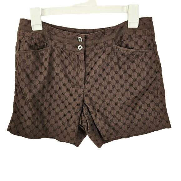 White House Black Market Brown Eyelet Shorts Womens Size 4 Summer Cute Stylish - Picture 2 of 9